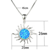 Opal Sun Pendant Necklace Vintage 925 Silver Birthstone