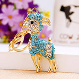 Pink Goat Sheep Crystal Charm Purse Handbag Car Key Keyring Keychain