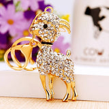 Pink Goat Sheep Crystal Charm Purse Handbag Car Key Keyring Keychain