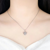 Purple Crystal Love Heart Necklace Pendant Romantic Gift Jewelry