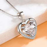 Purple Crystal Love Heart Necklace Pendant Romantic Gift Jewelry