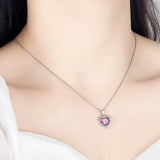 Purple Crystal Love Heart Necklace Pendant Romantic Gift Jewelry