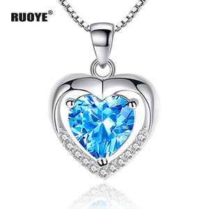 Purple Crystal Love Heart Necklace Pendant Romantic Gift Jewelry