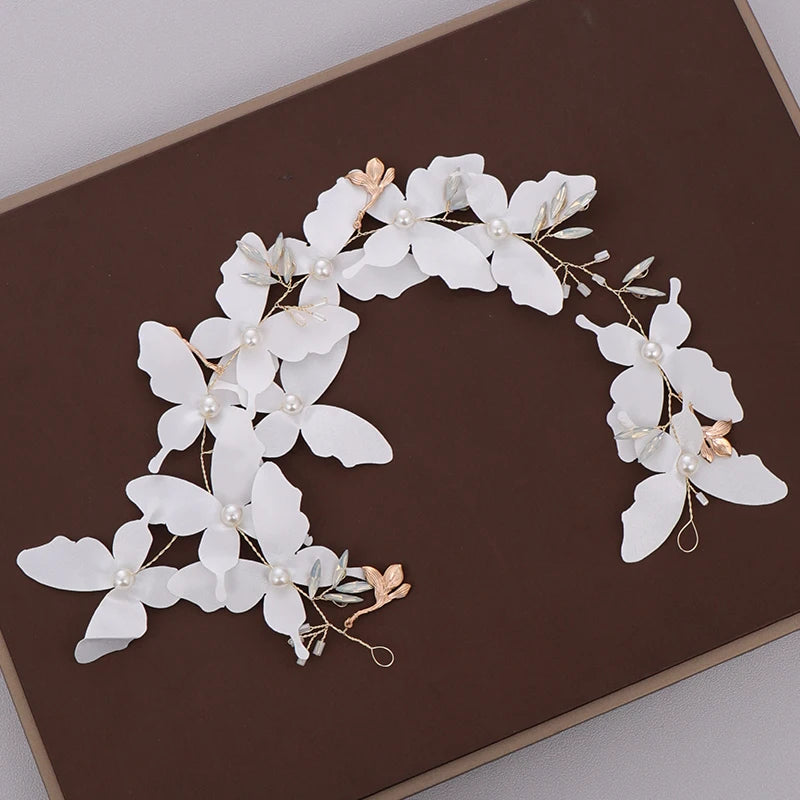 Butterfly Pearl Headband Hairbands for Women Wedding