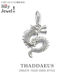 CZ Dragon Charm Vintage Lucky Pendant for Bracelet Necklace