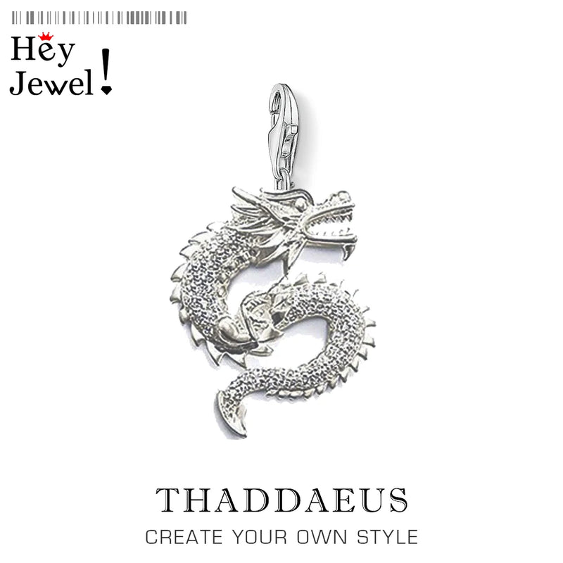 CZ Dragon Charm Vintage Lucky Pendant for Bracelet Necklace