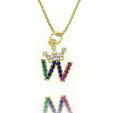 CZ Micro-color Zircon Initials Pendant Necklace