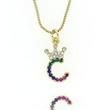 CZ Micro-color Zircon Initials Pendant Necklace