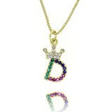 CZ Micro-color Zircon Initials Pendant Necklace