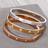 Stainless Steel CZ Wide Closure Cuffs Unisex Bangle