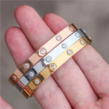 Stainless Steel CZ Wide Closure Cuffs Unisex Bangle