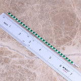 Green CZ Silver Plated Link Chain Bracelet 7 inch