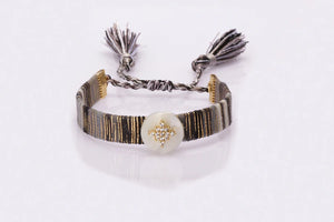 CZ Shell Boho Tassel Wristband Bracelet for Women