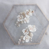 Ceramic Floral Earrings Bridal Accessories Ins Style Pearls Women Drop Earring