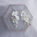 Ceramic Floral Earrings Bridal Accessories Ins Style Pearls Women Drop Earring