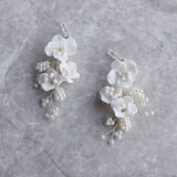 Ceramic Floral Earrings Bridal Accessories Ins Style Pearls Women Drop Earring