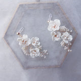 Ceramic Floral Earrings Bridal Accessories Ins Style Pearls Women Drop Earring
