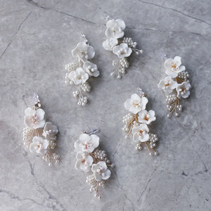 Ceramic Floral Earrings Bridal Accessories Ins Style Pearls Women Drop Earring