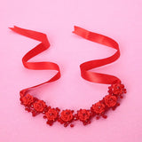 Ceramic Flower Headband Ribbon Wreath Ladies Girls Floral Crown Hairband