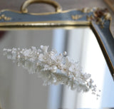 Ceramic Flower Wedding Comb Pearls Hair Jewelry Bridal Comb