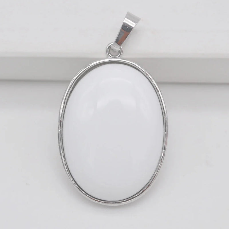 Ceramic Stone Bead Oval Pendant Jewelry Gift S929