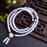 Chalcedony Crystal Bracelet 6mm Beads Crystal Shell Charm Jewelry