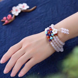 Chalcedony Crystal Bracelet 6mm Beads Crystal Shell Charm Jewelry
