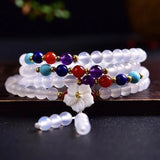Chalcedony Crystal Bracelet 6mm Beads Crystal Shell Charm Jewelry