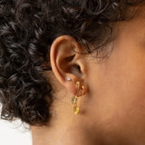 Clear CZ Safety Pin Earring Christmas Jewelry Women Lady Gift Piercing