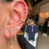 Clear CZ Safety Pin Earring Christmas Jewelry Women Lady Gift Piercing