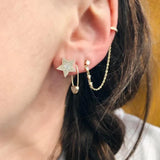 Clear CZ Safety Pin Earring Christmas Jewelry Women Lady Gift Piercing