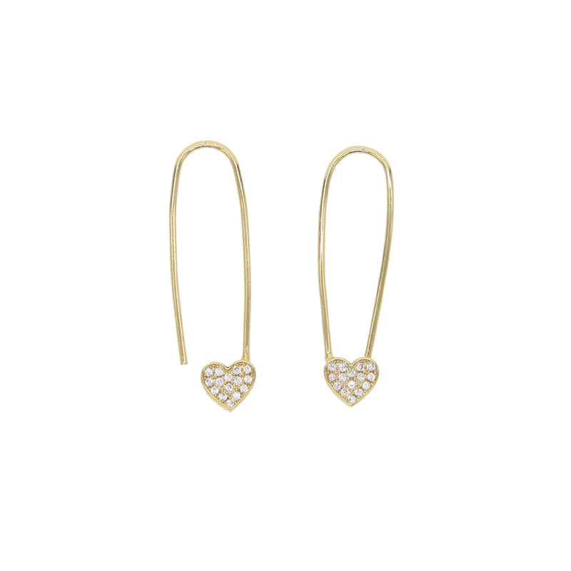 Clear CZ Safety Pin Earring Christmas Jewelry Women Lady Gift Piercing