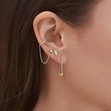 Clear CZ Safety Pin Earring Christmas Jewelry Women Lady Gift Piercing