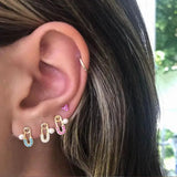 Clear CZ Safety Pin Earring Christmas Jewelry Women Lady Gift Piercing