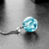 Clouds Sky Resin Glass Ball Pendant Necklace Jewelry
