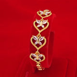 Heart Bracelet Wrist Chain Yellow Filled Charm Pretty Gift