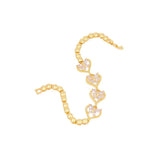 Heart Bracelet Wrist Chain Yellow Filled Charm Pretty Gift