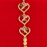 Heart Bracelet Wrist Chain Yellow Filled Charm Pretty Gift