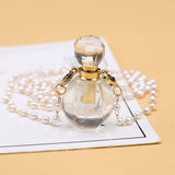 Geometric Perfume Bottle Pendant Pearl Necklace