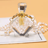 Geometric Perfume Bottle Pendant Pearl Necklace