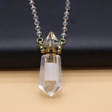 Geometric Perfume Bottle Pendant Pearl Necklace
