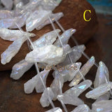 Titanium Raw Quartz Slice Loose Beads, Graduated Crystal Point Jewelry DIY