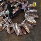 Titanium Raw Quartz Slice Loose Beads, Graduated Crystal Point Jewelry DIY
