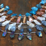 Titanium Raw Quartz Slice Loose Beads, Graduated Crystal Point Jewelry DIY