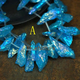 Titanium Raw Quartz Slice Loose Beads, Graduated Crystal Point Jewelry DIY