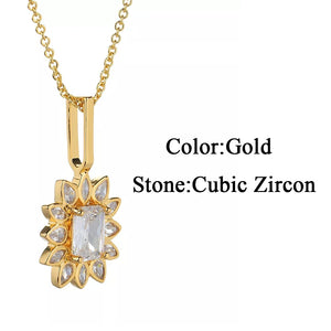 Crystal Pendant Necklace 925 Sterling Silver CZ Chain Necklaces