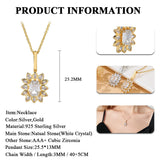 Crystal Pendant Necklace 925 Sterling Silver CZ Chain Necklaces