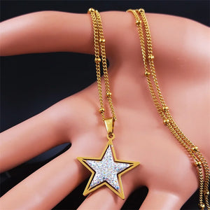Crystal Stainless Steel Star Choker Necklace Women Necklaces Christmas Jewelry