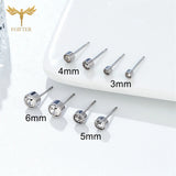 12 Pairs Zircon Stud Earrings Set Stainless Steel Ear Piercing Jewelry