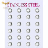 12 Pairs Zircon Stud Earrings Set Stainless Steel Ear Piercing Jewelry